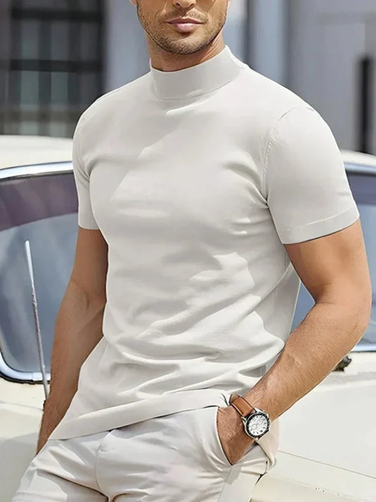 Oak & Coral | Men's Mock Neck T-Shirt
