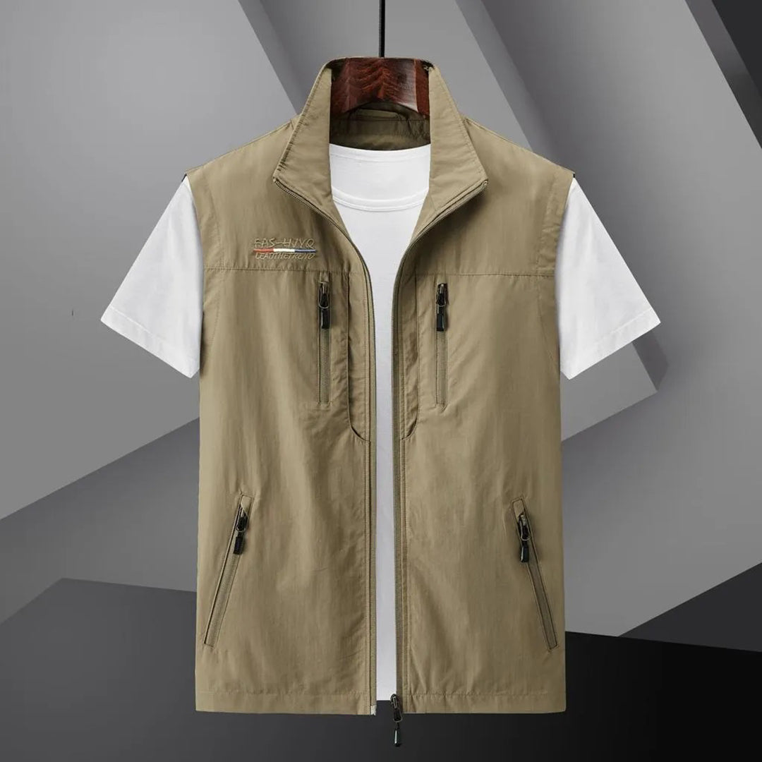 Oak & Coral | Men's Multi-Pocket Vest with Zipper Closure