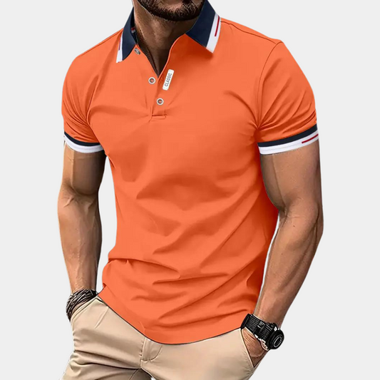 Oak & Coral | Men's Polo Shirt with Contrast Collar and Cuffs