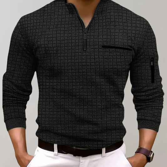 Oak & Coral | Men's Polo Shirt with Zipper Neck and Pocket