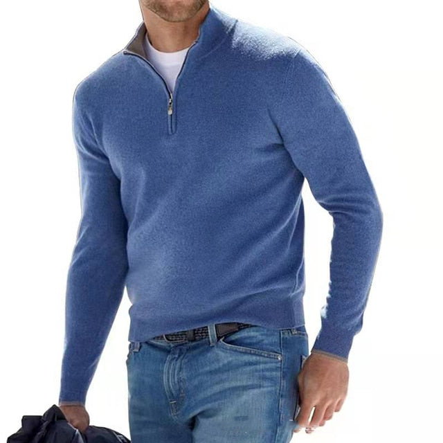 Oak & Coral | Men's Pullover Sweater with Zipper Neck