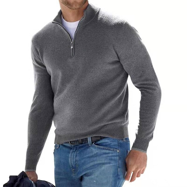 Oak & Coral | Men's Pullover Sweater with Zipper Neck