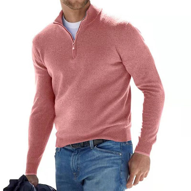 Oak & Coral | Men's Pullover Sweater with Zipper Neck