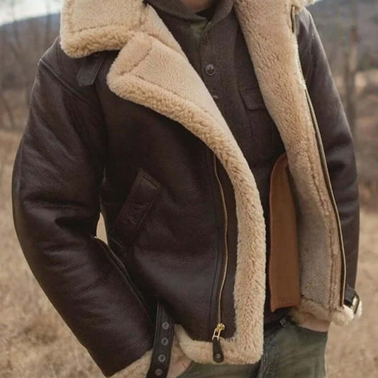 Oak & Coral | Men's Shearling Lined Aviator Jacket