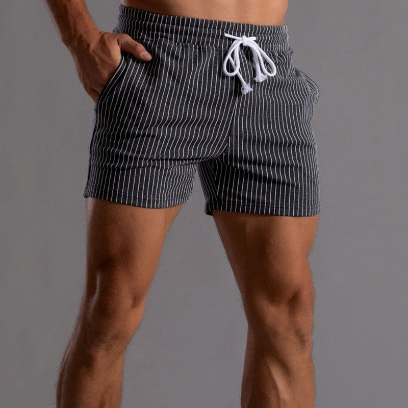 Oak & Coral | Men's Striped Athletic Shorts with Drawstring