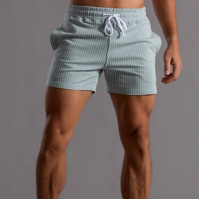 Oak & Coral | Men's Striped Athletic Shorts with Drawstring