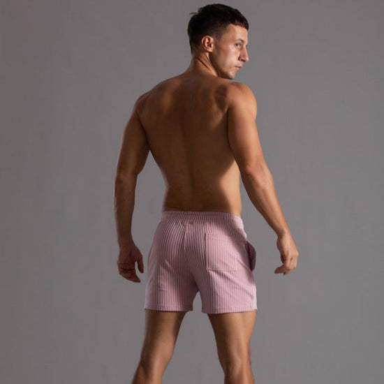 Oak & Coral | Men's Striped Athletic Shorts with Drawstring