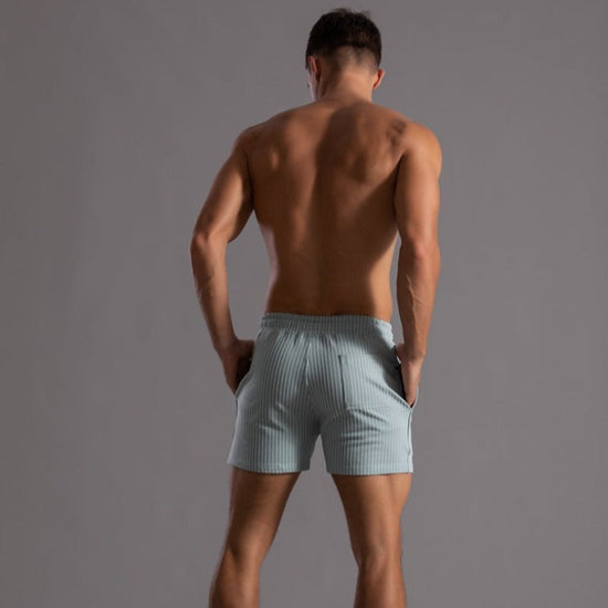 Oak & Coral | Men's Striped Athletic Shorts with Drawstring