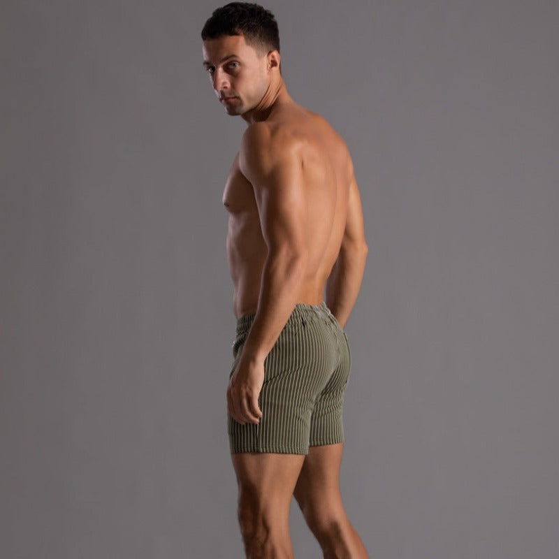 Oak & Coral | Men's Striped Athletic Shorts with Drawstring