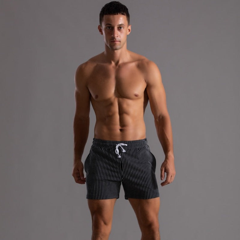 Oak & Coral | Men's Striped Athletic Shorts with Drawstring