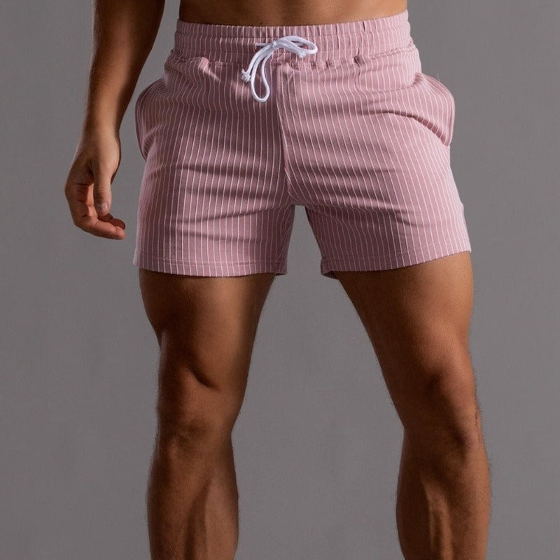 Oak & Coral | Men's Striped Athletic Shorts with Drawstring