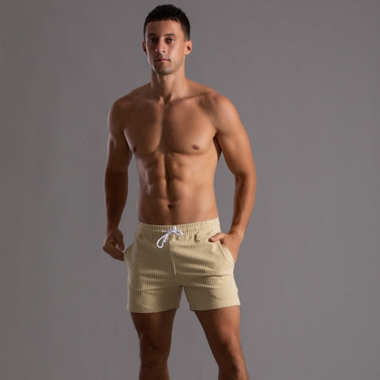 Oak & Coral | Men's Striped Athletic Shorts with Drawstring
