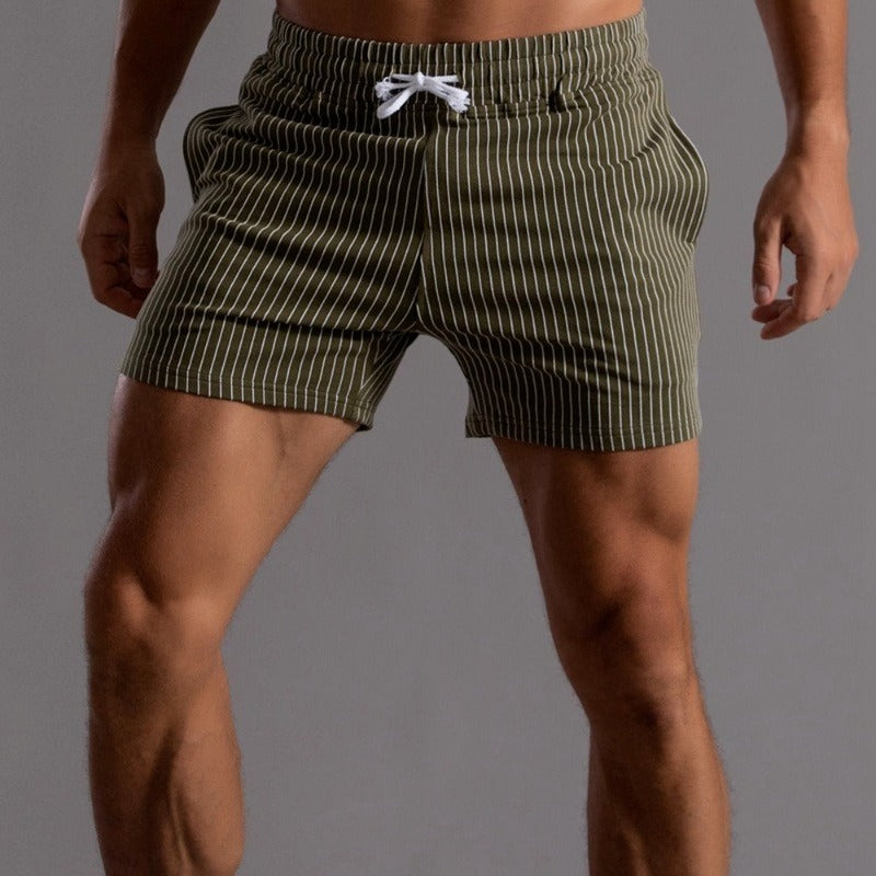 Oak & Coral | Men's Striped Athletic Shorts with Drawstring