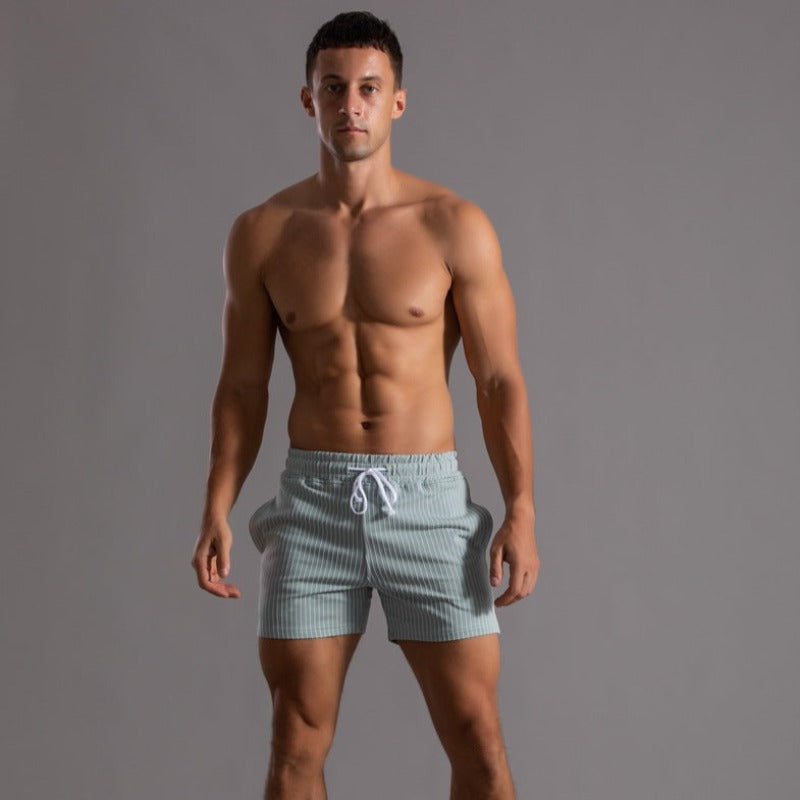 Oak & Coral | Men's Striped Athletic Shorts with Drawstring