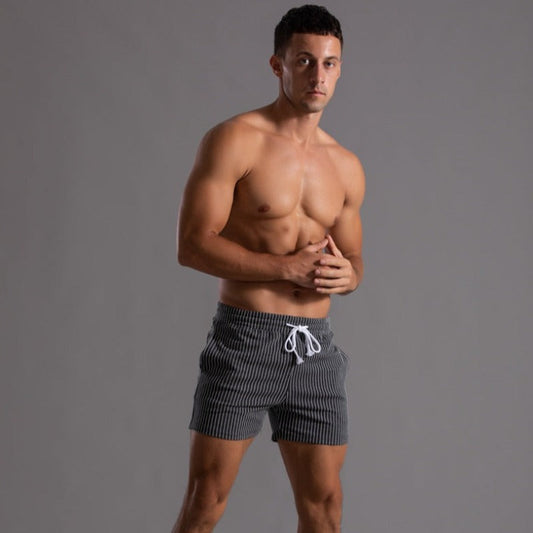 Oak & Coral | Men's Striped Athletic Shorts with Drawstring