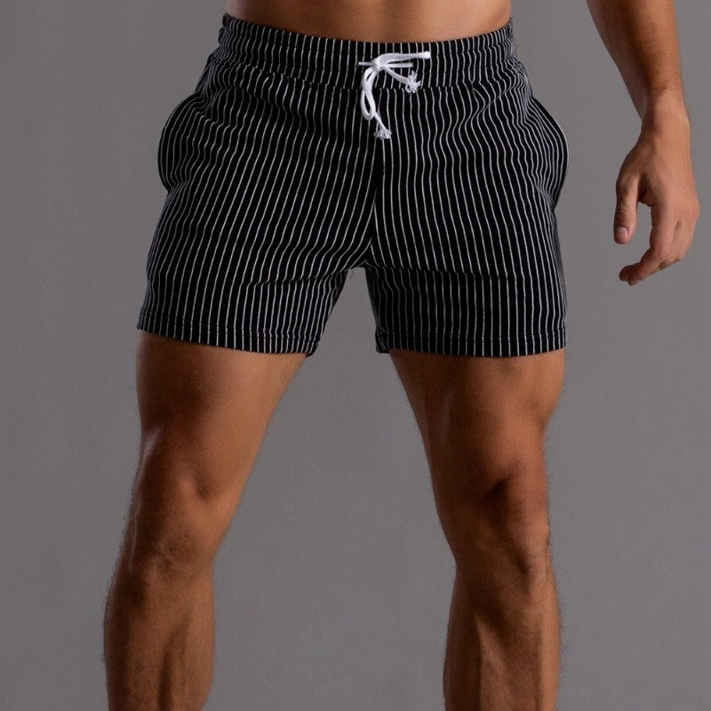 Oak & Coral | Men's Striped Athletic Shorts with Drawstring
