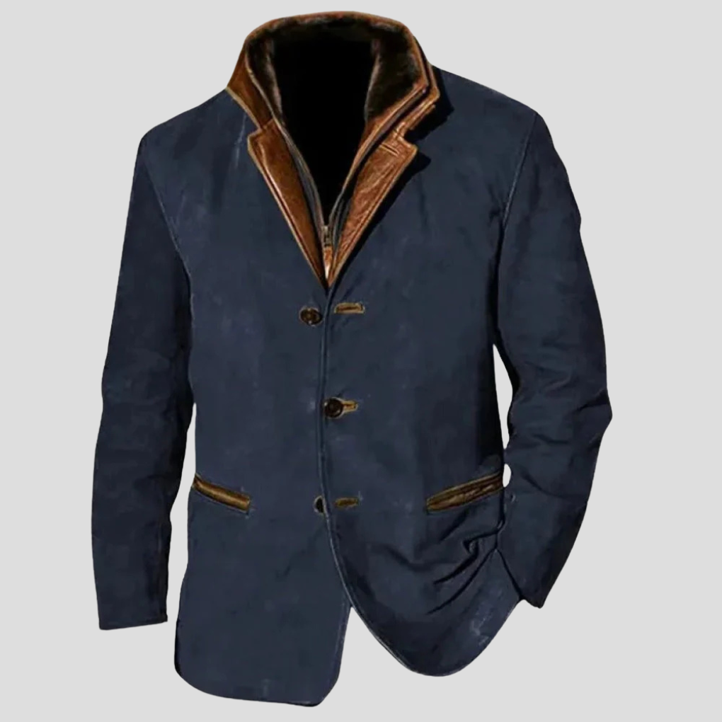 Oak & Coral | Men's Suede Blazer with Contrast Collar