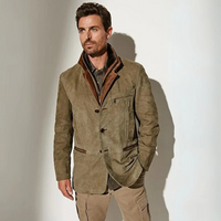 Oak & Coral Men's Suede Jacket with Contrasting Collar