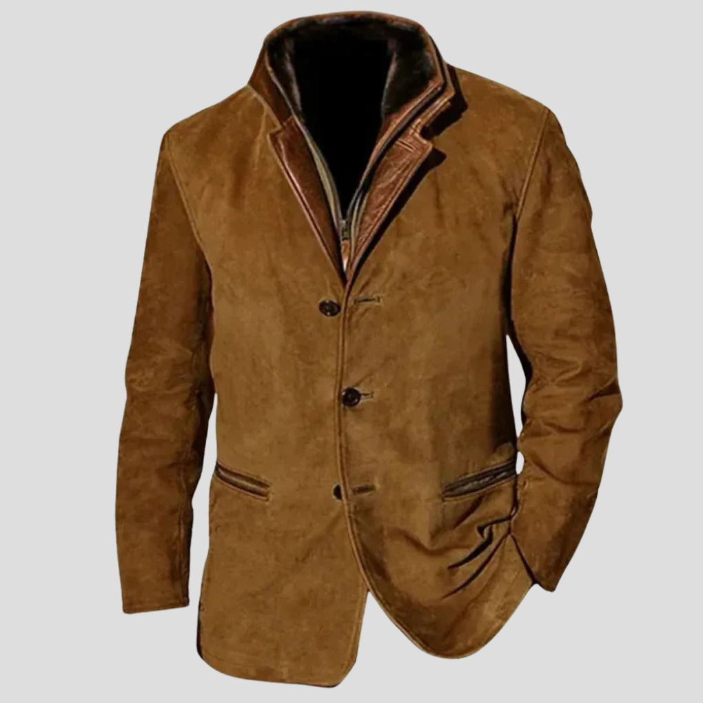Oak & Coral | Men's Suede Blazer with Contrast Collar