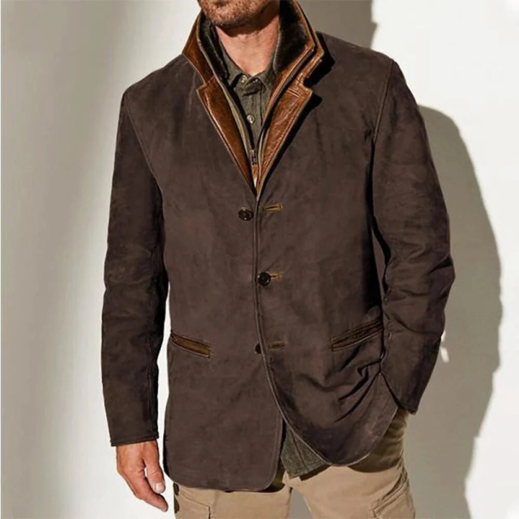 Oak & Coral | Men's Suede Blazer with Contrast Collar