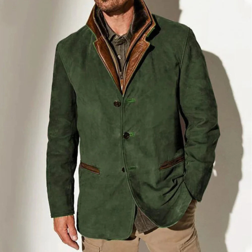 Oak & Coral | Men's Suede Blazer with Contrast Collar