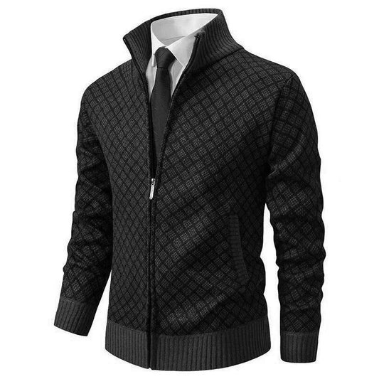 Oak & Coral | Men's Zip-Up Geometric Knit Cardigan