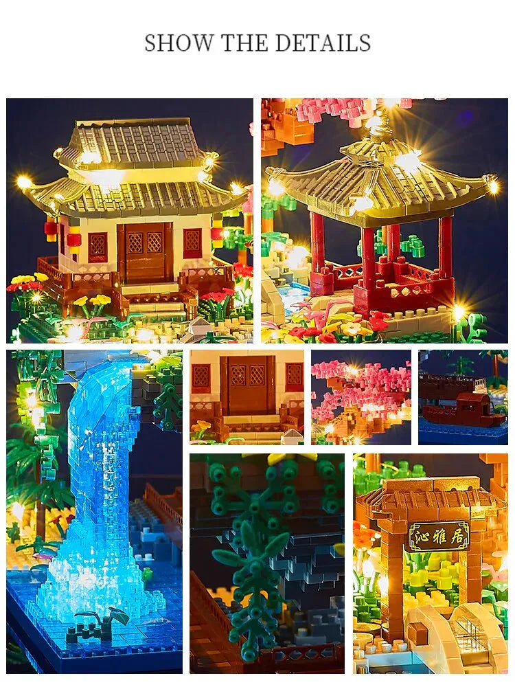 Oak & Coral | Mini Building Set 3320 Pieces with Waterfall Light