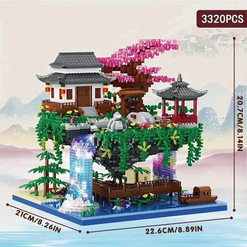 Oak & Coral | Mini Building Set 3320 Pieces with Waterfall Light