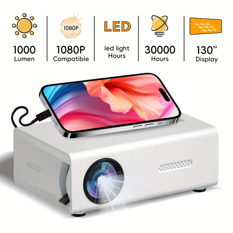 Oak & Coral | Mini Portable LED Projector for Home & Office
