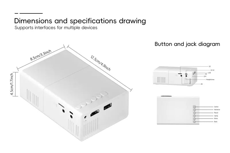 Oak & Coral | Mini Portable LED Projector for Home & Office