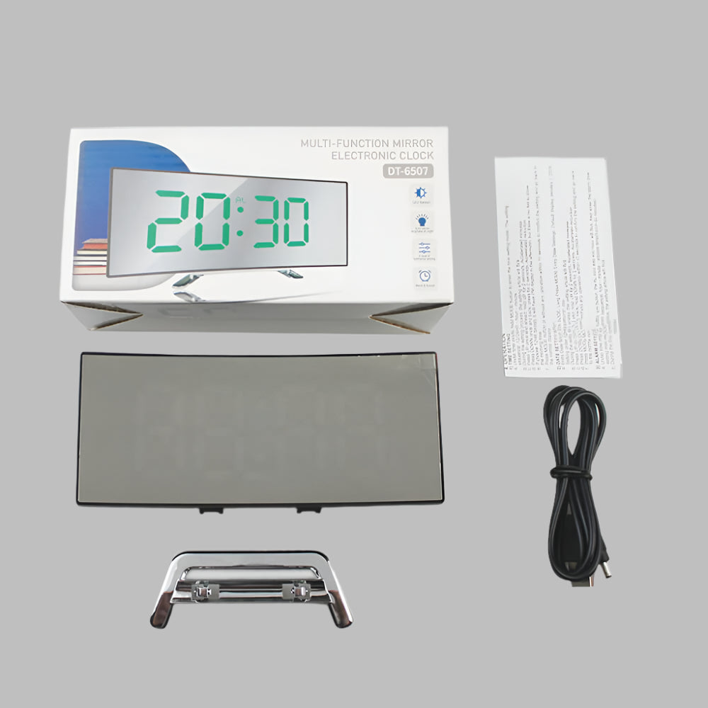 Oak & Coral | Mirror LED Digital Alarm Clock