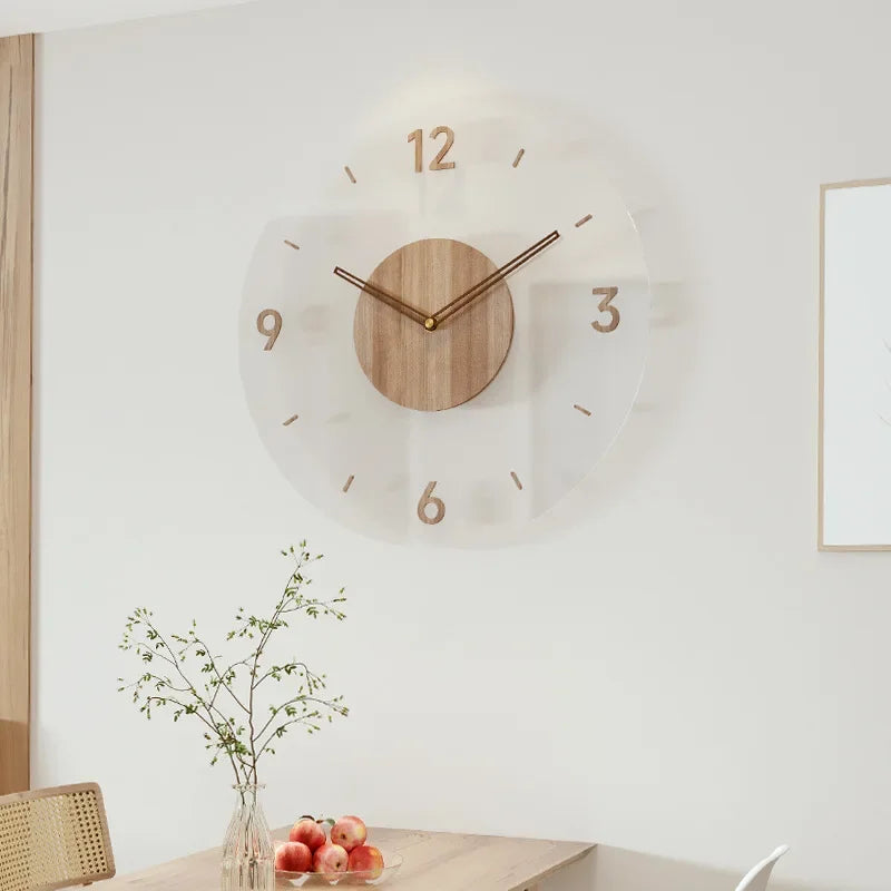 Oak & Coral | Modern Wall Clock in Wood – Minimalist and Elegant Design for the Living Room