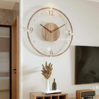 Oak & Coral | Scandinavian Wood Wall Clock - Silent Quartz Movement
