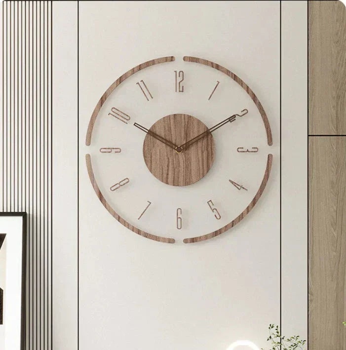 Oak & Coral | Modern Wall Clock in Wood – Minimalist and Elegant Design for the Living Room