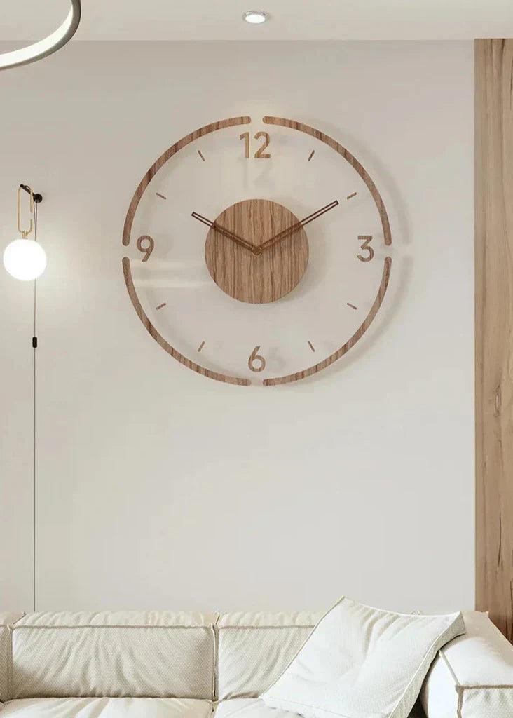 Oak & Coral | Modern Wall Clock in Wood – Minimalist and Elegant Design for the Living Room