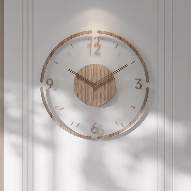 Oak & Coral | Modern Wall Clock in Wood – Minimalist and Elegant Design for the Living Room
