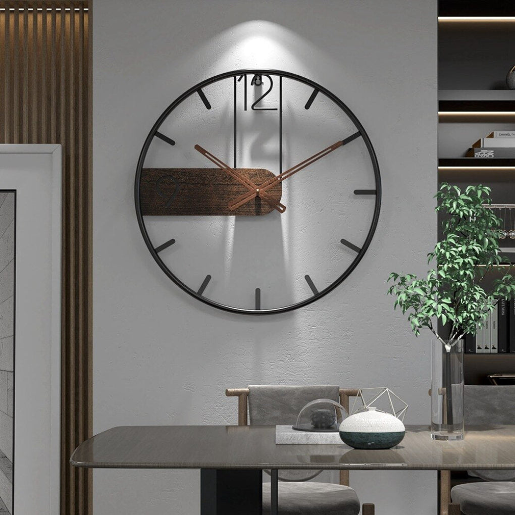 Oak & Coral | Modern Wall Clock with Decorative Wood