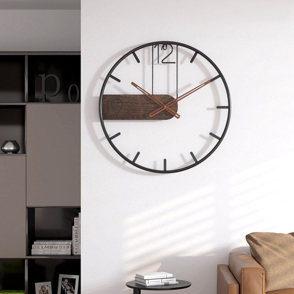 Oak & Coral | Modern Wall Clock with Decorative Wood