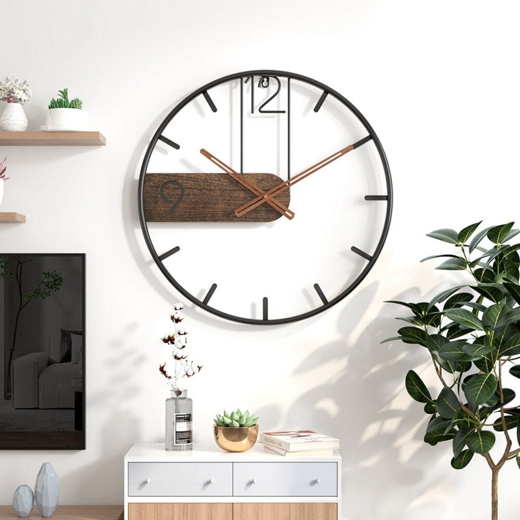 Oak & Coral | Modern Wall Clock with Decorative Wood
