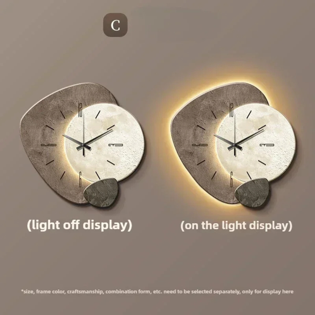 Oak & Coral | Modern Wall Clock with Integrated Light