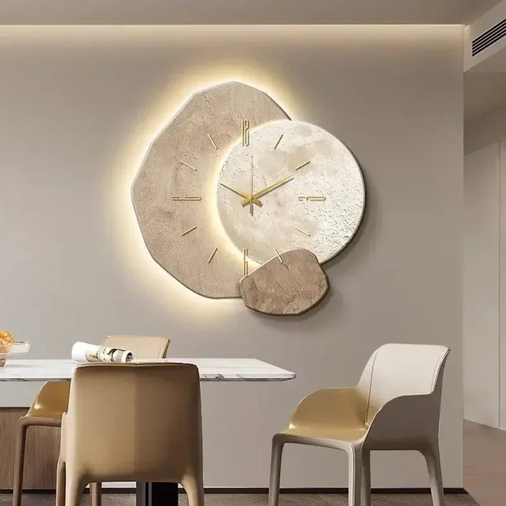 Oak & Coral | Modern Wall Clock with Integrated Light