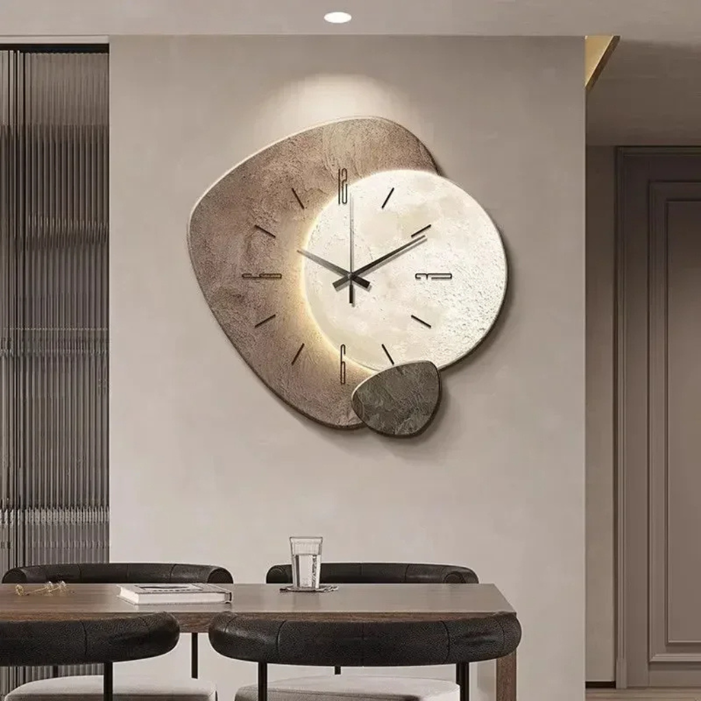 Oak & Coral | Modern Wall Clock with Integrated Light