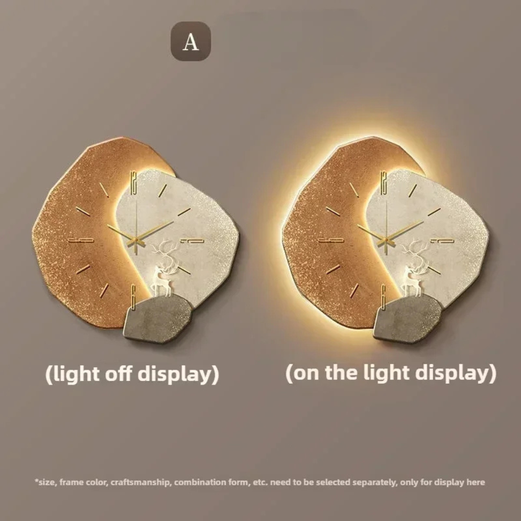 Oak & Coral | Modern Wall Clock with Integrated Light