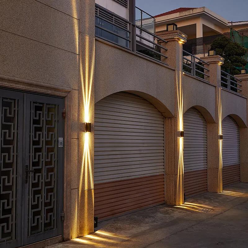 Oak & Coral | Modern Waterproof LED Outdoor Wall Light | Rectangular Up/Down Aluminum Fixture