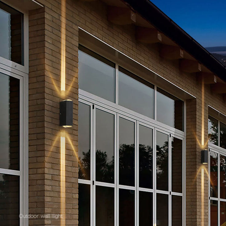 Oak & Coral | Modern Waterproof LED Outdoor Wall Light | Rectangular Up/Down Aluminum Fixture