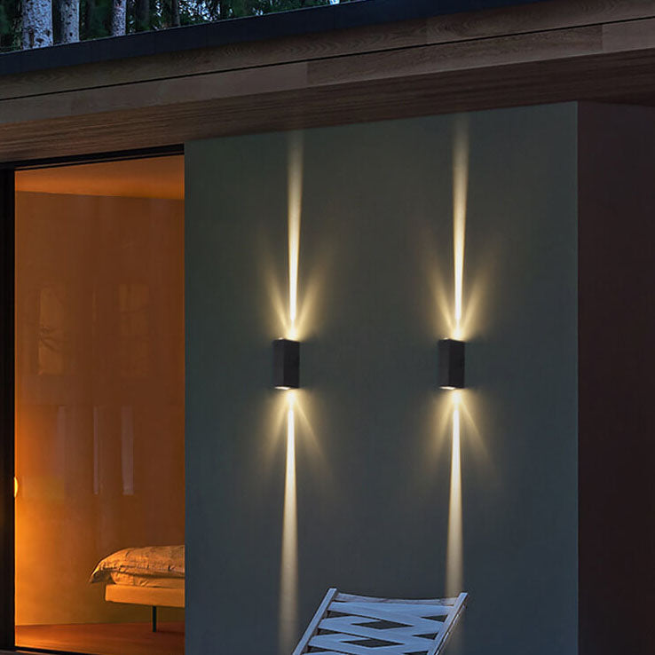 Oak & Coral | Modern Waterproof LED Outdoor Wall Light | Rectangular Up/Down Aluminum Fixture