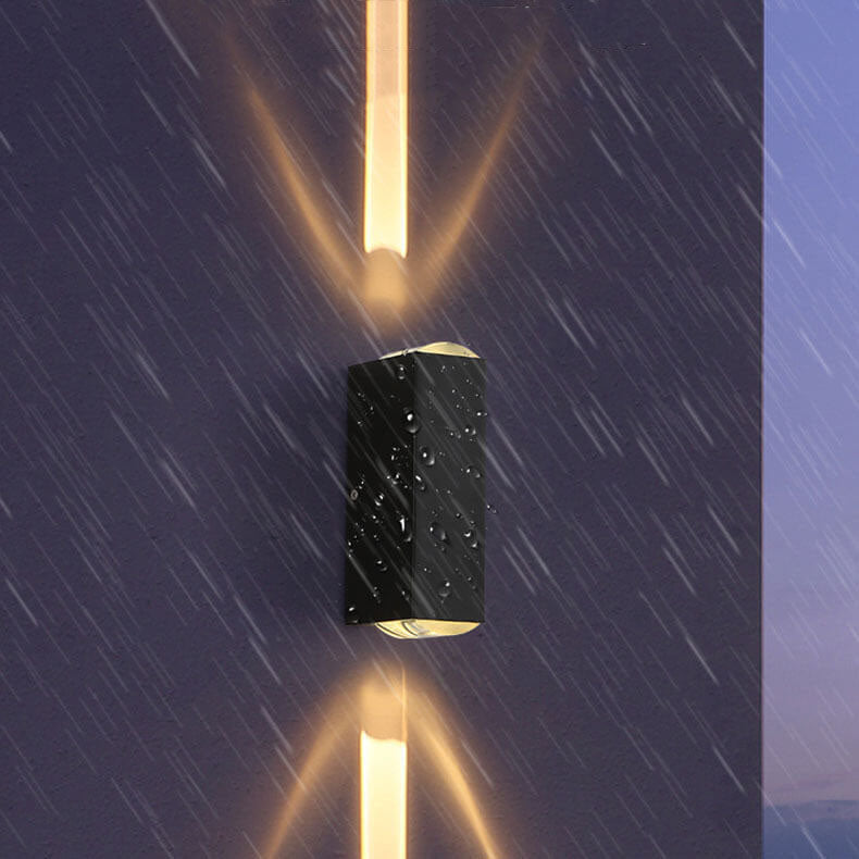 Oak & Coral | Modern Waterproof LED Outdoor Wall Light | Rectangular Up/Down Aluminum Fixture