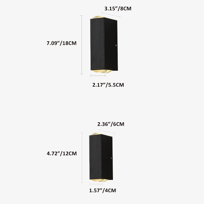 Oak & Coral | Modern Waterproof LED Outdoor Wall Light | Rectangular Up/Down Aluminum Fixture