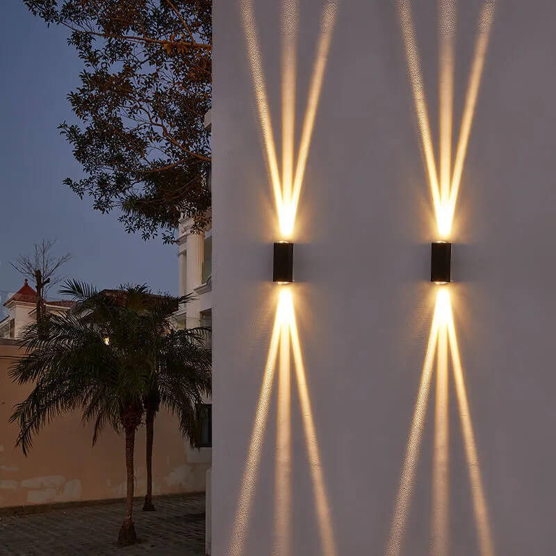 Oak & Coral | Modern Waterproof LED Outdoor Wall Light | Rectangular Up/Down Aluminum Fixture