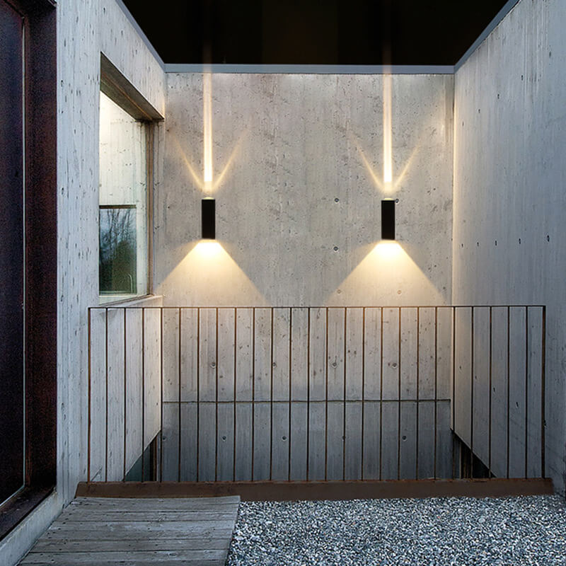 Oak & Coral | Modern Waterproof LED Outdoor Wall Light | Rectangular Up/Down Aluminum Fixture